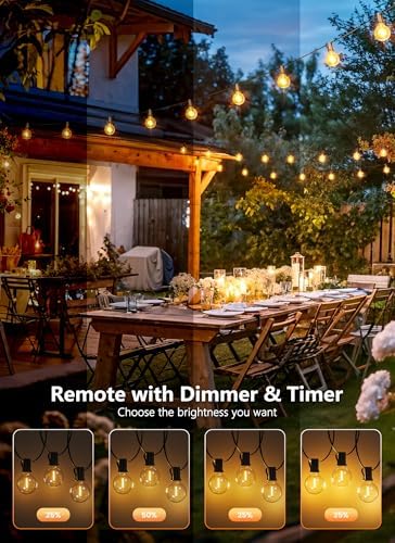 Brightown Outdoor String Lights, 55FT 17 G40 Bulbs Shatterproof Patio Lights, Waterproof Dimmable Hanging Connectable Globe LED Outdoor Lights for Backyard, Bistro, Porch, Deck, Balcony - Image 2