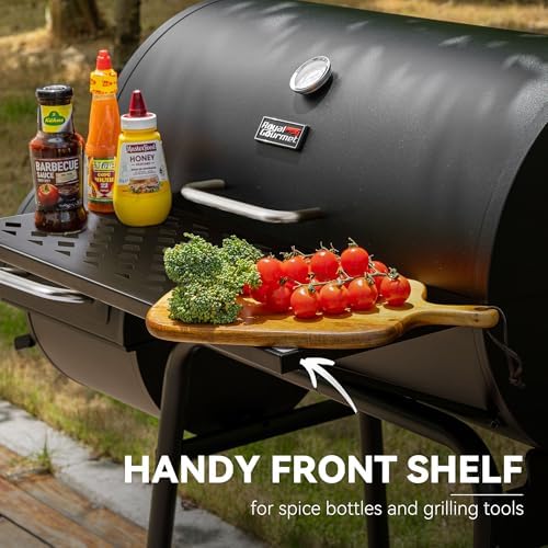 Royal Gourmet CC1830FC 28-Inch Barrel Charcoal Grill with Offset Smoker, 840 Sq. In. Cooking Area, Front Shelf, Charcoal Grill for Outdoor Grilling and Backyard Cooking, Black - Image 6