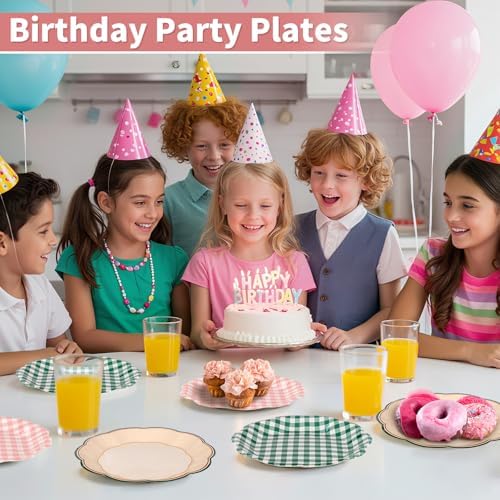 NatNarr 48 Pcs Camp Bachelorette Decorations 9 Inch Gingham Paper Plates - Image 5