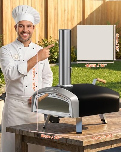Mimiuo 16" Outdoor Wood/Charcoal Pizza Oven with Smart Temperature Display - Image 7