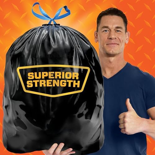 Hefty Strong 30 Gallon Trash Bags with Drawstrings, Black, Unscented, 28ct - Image 4