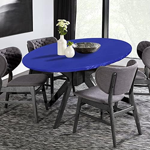 LUSHVIDA Round Tablecloth, Fitted Table Cloth for 45"-56" Tables, Blue - Image 2