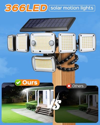5000LM Solar Flood Lights Outdoor,6-Head,Motion Sensor Lights with Remote - Image 6