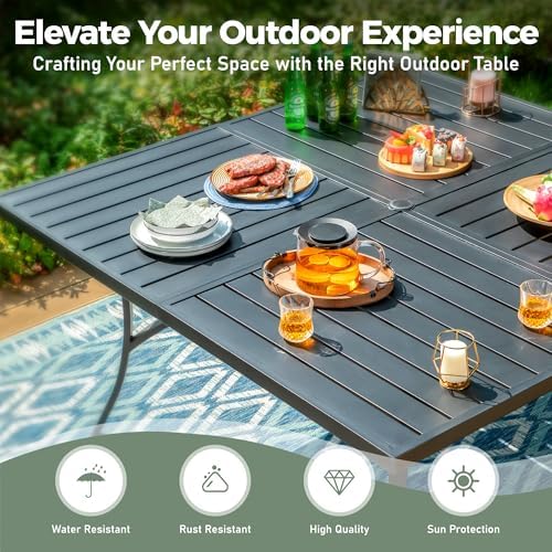 SUNSHINE VALLEY 9pc Patio Dining Set, 57.5" Square Table & 8 Swivel Chairs - Image 6