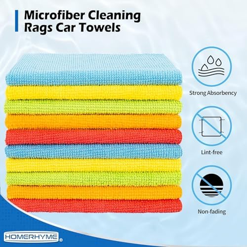 Microfiber Towels for Cars, 72 Pack Microfiber Cleaning Cloths, 11.5"*11.5" Cleaning Rags Towels Bulk Absorbent Lint-Free, All-Purpose for Bar, Office, Household Cleaning - Image 2