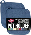 RITZ Terry Potholder & Hot Pad: Unparalleled Heat Resistant, Durable 100% Cotton – Ergonomically Designed for Optimal Grip – Easy-Care Machine Washable – 2-Pack, Federal Blue by RITZ