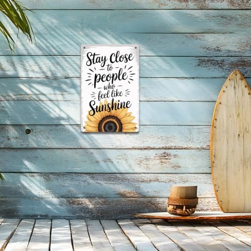 BEASTZHENG Metal Tin Sign Sunflower Gifts for Women Decor Kitchen Office Home Tin Sign Birthday Thank You Friendship Gifts Farmhouse Desk Sunflower Decorations for Home Wall - Image 4