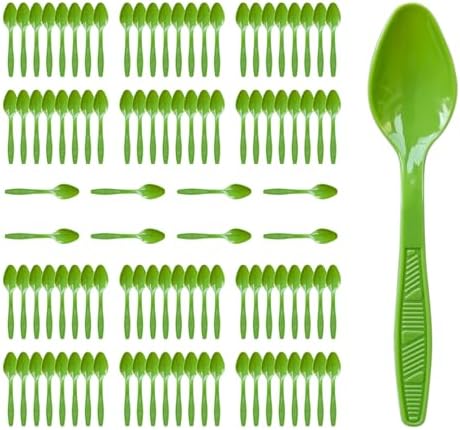 Kiwi Green Plastic Spoons Heavy Duty, Disposable Party Supplies 104 PCS by FUEVING