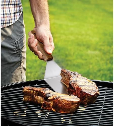 Tongs and Spatula Set of 3, Heavy Duty Stainless Steel, Wood Handle - Image 2