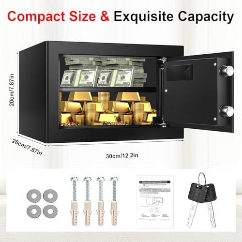 1.0 Cub Small Safes for Home Use Fire and Water Proof, Digital Security Fire Safe Box with Combination Lock, Spare Keys and Removable Shelf, Home Safe Fireproof Waterproof for Document Money Valuables - Image 3