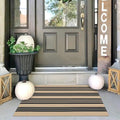 IOHOUZE 2x3 Striped Outdoor Door Mat, Washable Porch Rug, Black Tan by iOhouze