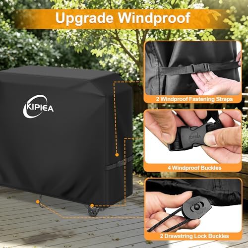 Kipiea 600D Heavy Duty Grill Cover for Traeger Flatrock 3 Zone & 2 Zone, Waterproof Flat Top Griddle Cover with Windproof Buckles, Gas BBQ Grill Covers for Outside Anti-UV, No Tear, No Fading - Image 5