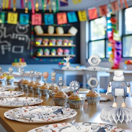 Robot Party Decorations - Robot Party Plates and Napkins for Kids Birthday Party, Serves 20 Guests - Image 4