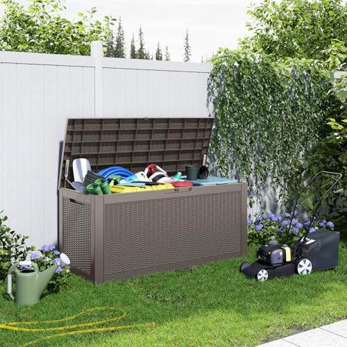 170 Gallon Resin Deck Box, Outdoor Storage Box, Waterproof UV Resistant Lockable，Weatherproof Organizer for Patio Furniture Cushions, Pool Accessories, Garden Tools, Indoor & Outdoor Use, Grey - Image 5