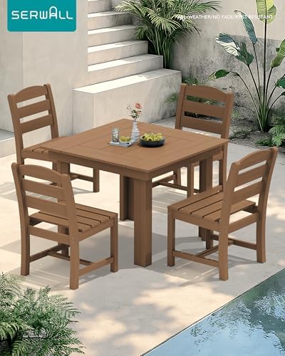 SERWALL HDPE Outdoor Square Dining Set for 4 - Image 6