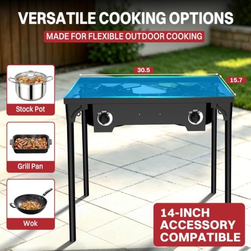 2 Burner Propane Camp Stove | 150,000 BTU | High Pressure Gas Burners - Image 3