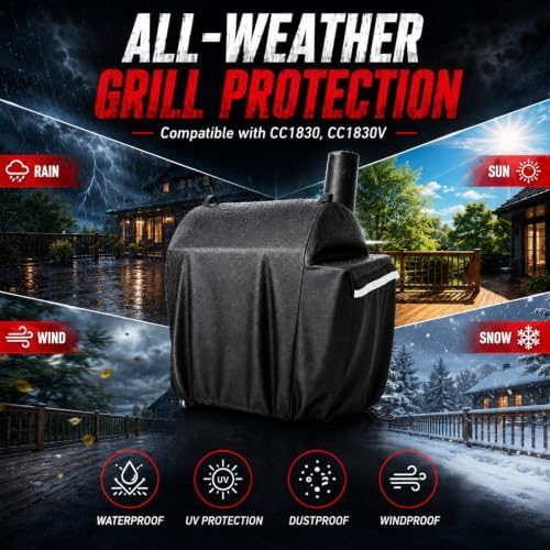 Utheer 600D Waterproof Grill Cover for Royal Gourmet CC1830/CC1830V Grill - Image 4