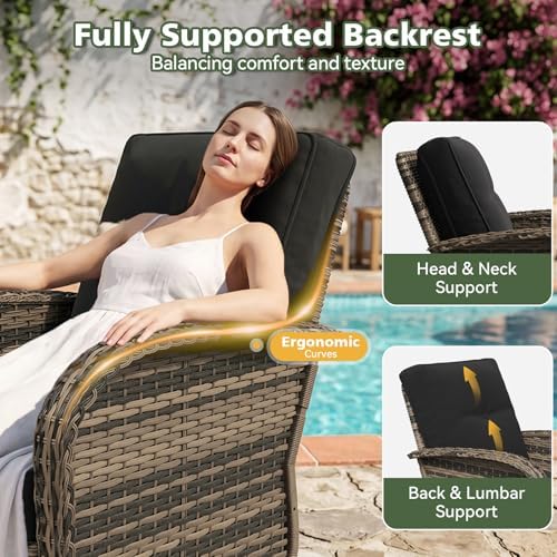 Aoxun 13 Piece Outdoor Patio Furniture Set with Coffee Table, Wicker Rattan Outdoor Furniture with High Back Swivel Rocker Chairs, Outdoor Conversation Set with Thick Cushion & Side Table, Black - Image 5