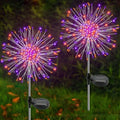 Solar Garden Lights Outdoor, 2 Pack 120 LED Twinkling Firework Lights Decorative with 2 Modes, Outdoor Waterproof Solar Starburst Light for Outside Yard Pathway Garden Decor, Purple + Orange by Yaafen