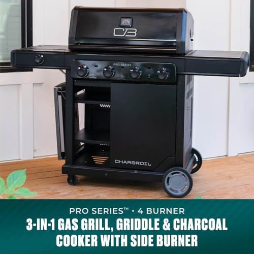 Charbroil Pro Series with Amplifire Infrared Technology 4-Burner Propane Gas Grill Cabinet with Side Burner, Black - 463281024 - Image 2