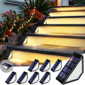 PATIOWIN 8 Pack Solar Step Lights for Outside, 24 LEDs Solar Stair Lights Waterproof IP65, Solar Deck Lights Outdoor Decor for Garden, Porch, Pathway, Patio, Fence(Warm White) by PATIOWIN