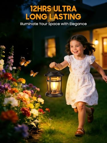 Solar Lantern Outdoor Waterproof, 4 Pack Bright Hanging Solar Lights for Outside Decorative, Upgraded Solar Powered Lanterns LED Lighting for Garden Patio Porch Decor Gifts (Warm Light) - Image 3