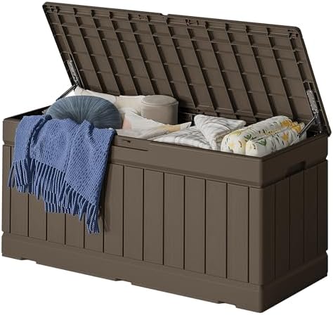 78 Gallon Deck Box Outdoor Indoor Waterproof Storage Box, Brown by Acurax
