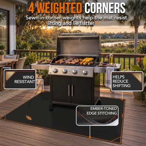 Under Grill Mat for Outdoor Grill, Wind Resistant No-Curl 65x48 in - Image 4
