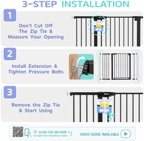 Sekey 36.2" Tall Baby Gate for Stairs, 30-46" No Drilling Dog Gate - Image 5