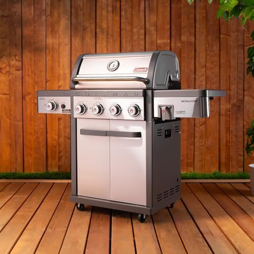 Coleman Revolution 4-Burner Gas Grill with Side Burner, Convertible Propane to Natural Gas, 50,000 + 13,000 BTU, 650 sq in, Outdoor BBQ Grill - Image 3