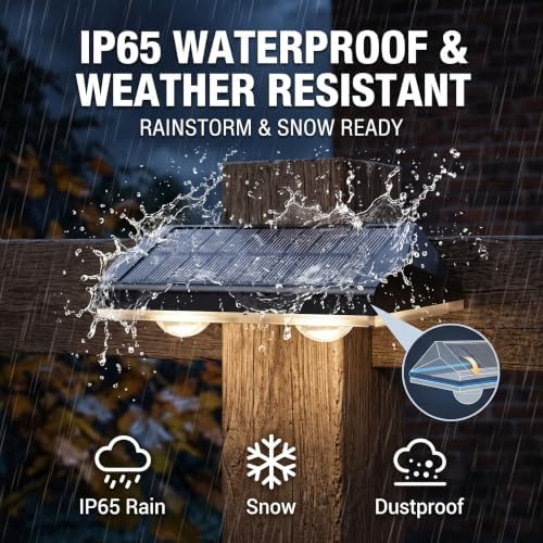 AUDLES Solar Fence Lights Outdoor, 3 Modes Warm/Neutral/Cool White Fence Lights Solar Powered for Outside, IP65 Waterproof, 60 Lumens Solar Light for Step, Pathway, Garden, Deck, Stairs - 8 Pack - Image 3