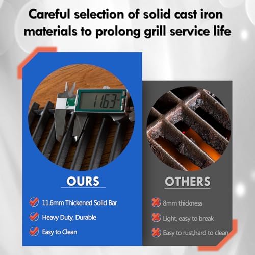 463242516 Grill Grates Replacement Parts for Charbroil Tru Infrared 3 Burner Gas Grill Parts 463355220 463242515 463367016 Grates G474-0017-W2 G466-0025-W1A Char-Broil 17 inch Cast Iron Cooking Grids - Image 4