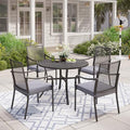 MIXPATIO 5pc Patio Dining Set, 42" Round Metal Table, 4 Chairs, Black by MIXPATIO