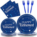 96Pcs Retirement Plates and Napkins Happy Retirement Party Decorations Blue Retirement Plates Party Supplies Royal Navy Blue Disposable Paper Cake Dessert Plate for Men Woman Serves 24 Guests by Wiooffen