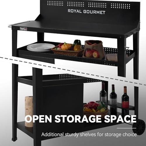 Royal Gourmet PC4401B 3-Tier Dining Cart with Wind Guard, Black - Image 6