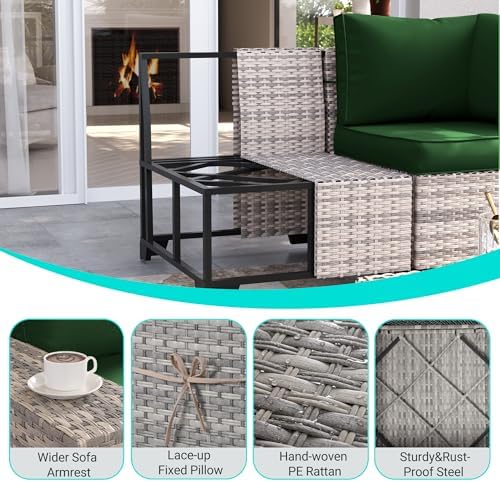 Outdoor Patio Furniture Set PE Wicker Rattan Outdoor Sectional Sofa - Image 2