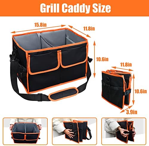 Large Grill Caddy Bag with Paper Towel Holder for Outdoor Grills, Black - Image 3
