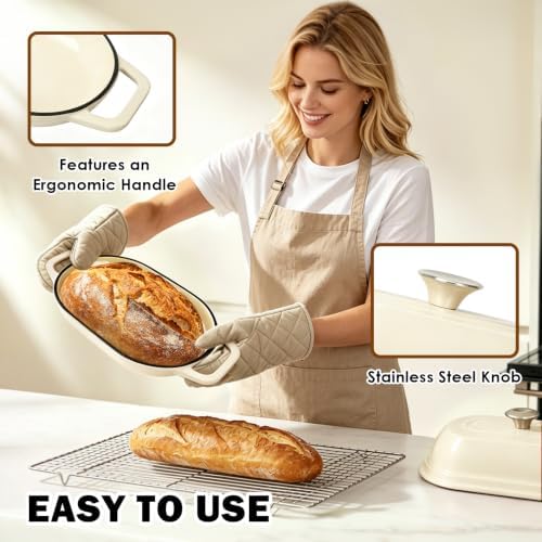 Wdmiya Dutch Oven for Sourdough Bread Baking, Shallow Base & Dome Lid 5 QT - Image 3