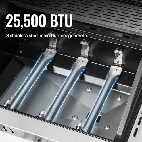 Royal Gourmet GG3001S 3-Burner Propane Gas Grill, 25,500 BTUs, Silver - Image 5