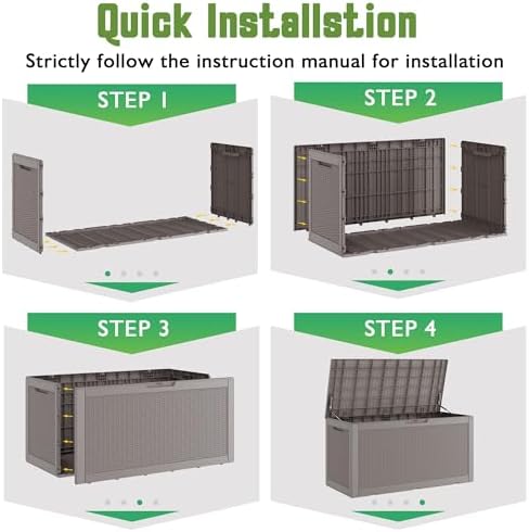 Outdoor Storage Waterproof Deck Box for Patio (120 Gallon, Grey) - Image 6