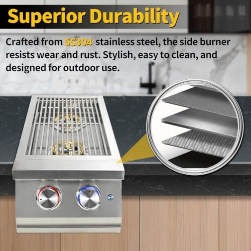 Double Side Burner for Outdoor Kitchen, 2 x 17,000BTU Liquid Propane Burner - Image 4