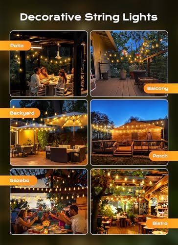 Brightown Outdoor String Lights, 200FT 64+2 LED ST38 LED Patio Lights Shatterproof, Dimmable IP65 Waterproof Connectable Hanging Outdoor Light for Backyard, Porch, Deck, Balcony - Image 5