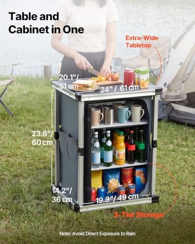 VEVOR Folding Camping Storage Cabinet, Outdoor Portable Lightweight Table - Image 3