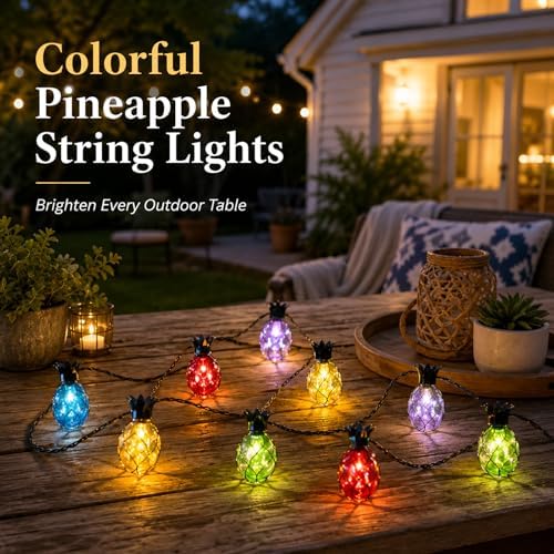 Vigdur Pineapple String Lights, 10FT Multicolor Patio Lights Outdoor - Image 2