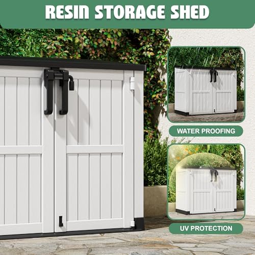 LHBcraft Outdoor Storage Cabinet 36 Cu Ft with Lockable Doors, Portable Horizontal Resin Storage Shed -Easy to Assemble, Waterproof Outdoor Storage Box for Backyards,Patios - Image 4