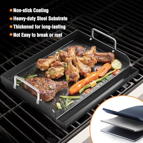 17 x 13 Inch Flat Top Cast Iron Griddle for Gas Grill Griddle - Image 4