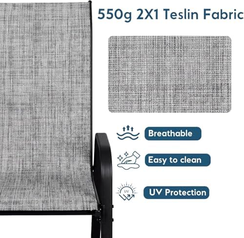 Arlopu 5 Pieces Outdoor Patio Dining Set, Glass Table and Textilene Chair - Image 5