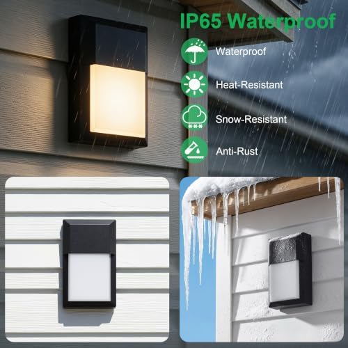 LIT-PaTH Outdoor Wall Light Fixture, Aluminum, LED 3000K, Black, 1 Pack - Image 3