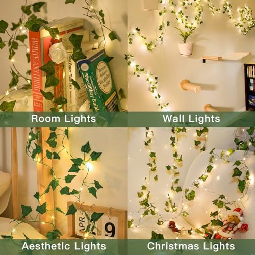 suddus 13.1FT 40LED Ivy Vine with Lights Battery Operated Copper Wire - Image 2