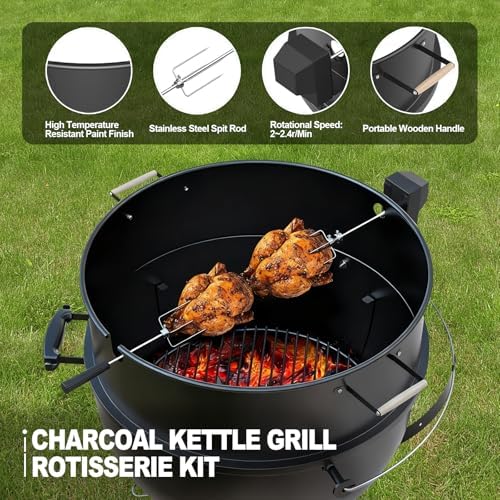 Rotisserie Grill Kit Premium Chicken Rotisserie for Weber 22 Kettle Grill - Image 6